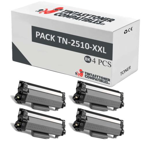 Compatible Pack 4x Brother TN-2510-XXL Negro
