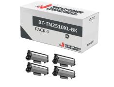 Compatible Pack 4x Brother TN2510XL Negro