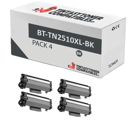 Compatible Pack 4x Brother TN2510XL Negro