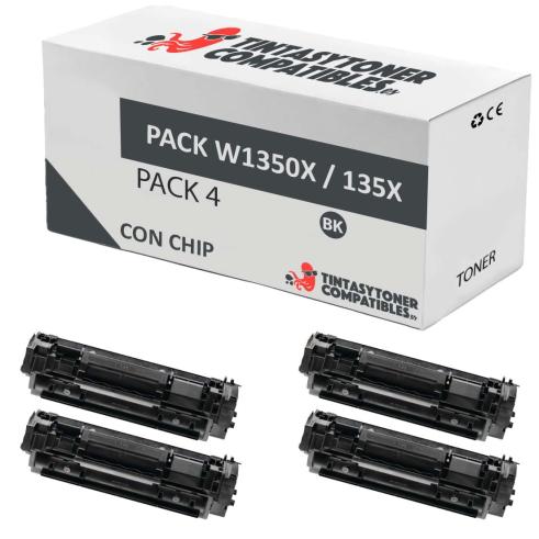 Compatible Pack 4x HP W1350X Negro
