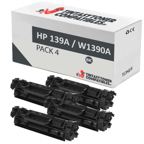Compatible Pack 4x HP W1390A Negro