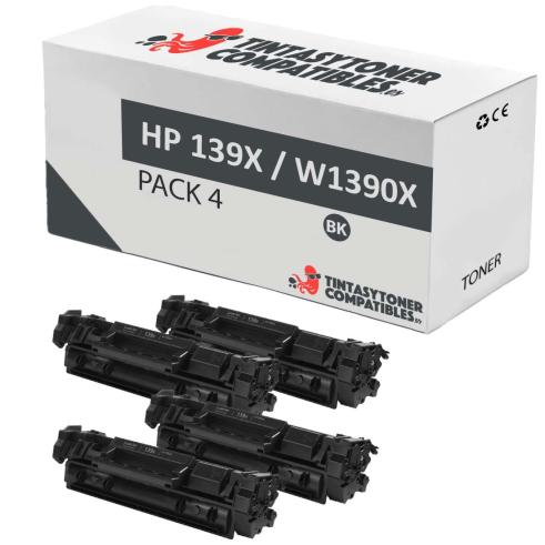 Compatible Pack 4x HP W1390X Negro