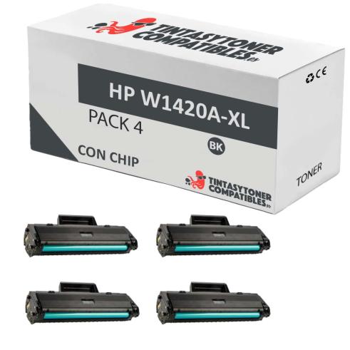 Compatible Pack 4x HP W1420A-XL Negro (Con Chip)