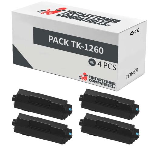 Compatible Pack 4x Kyocera TK1260 Negro