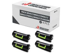 Compatible PACK 4X Lexmark MS417 / MS517 / MS617 / MX417 / MX517 / MX617 Negro