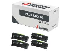 Compatible Pack 4x Lexmark MX310 / MX410 / MX510 / MX511 / MX611 Negro