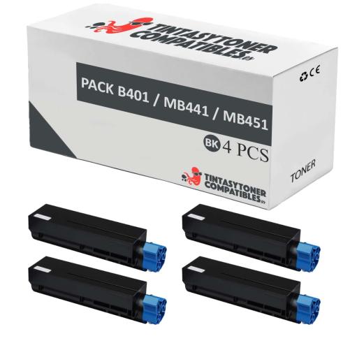 Compatible Pack 4x OKI B401 / MB441 / MB451