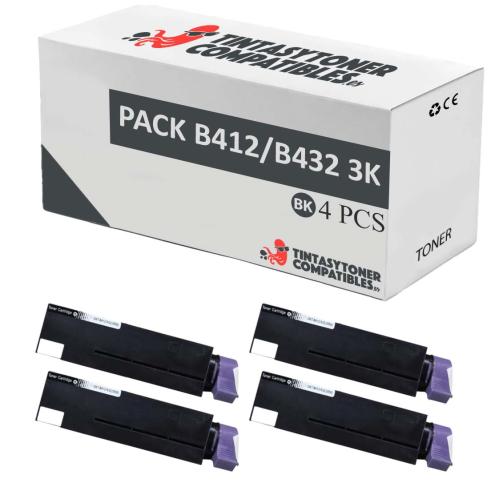 Compatible Pack 4x OKI B412 / B432 / B512 / MB472 / MB492 / MB562 (3K)