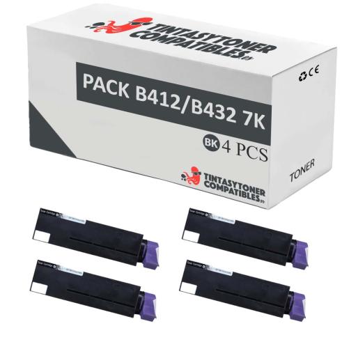 Compatible Pack 4x OKI B412 / B432 / B512 / MB472 / MB492 / MB562 (7k)