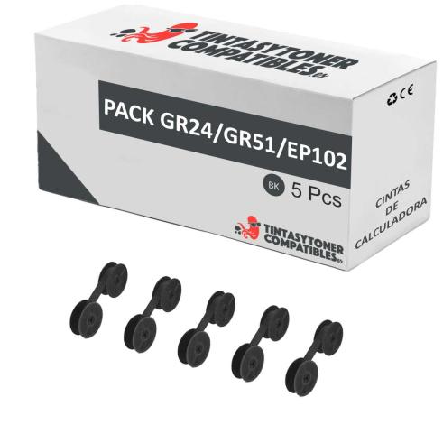 Compatible Pack 5x Cinta GR24/GR51/EP102 Negra