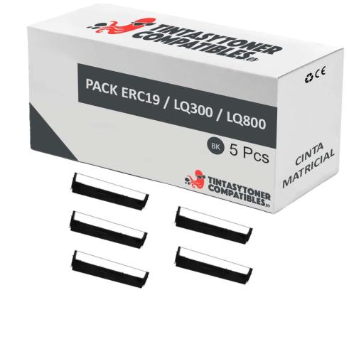 Compatible PACK 5X Cinta Matricial EPSON ERC19 / LQ300 / LQ800
