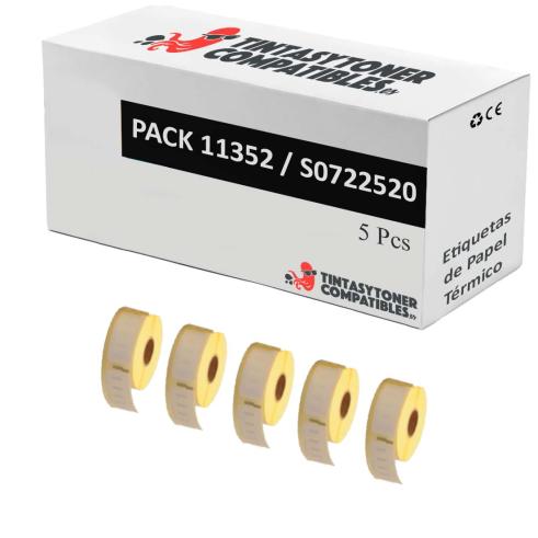 Compatible PACK 5X DYMO LABELWRITER 11352 Etiquetas para Archivos de Papel Térmico