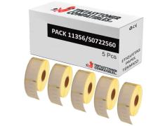 Compatible PACK 5X DYMO LABELWRITER 11356 Etiquetas Multipropósito de Papel Térmico