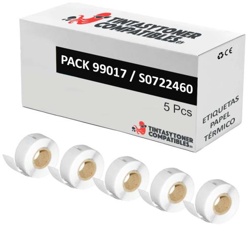Compatible PACK 5X DYMO LABELWRITER 99017 Etiquetas para Carpetas de Papel Térmico