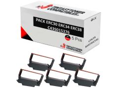 Compatible Pack 5x Epson ERC30 ERC34 ERC38 Negro/Rojo