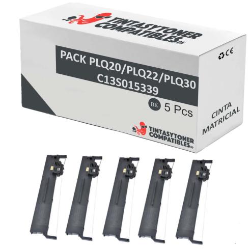 Compatible Pack 5x Epson PLQ20/PLQ22/PLQ30 Cinta Matricial Negra