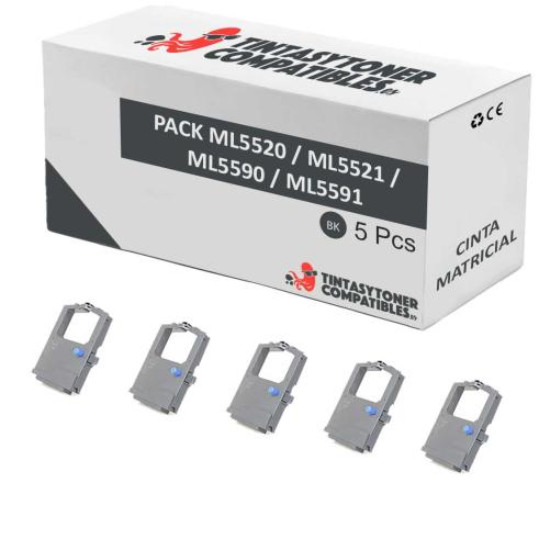 Compatible Pack 5x OKI ML5520 / ML5521 / ML5590 / ML5591 Negra Cinta Matricial