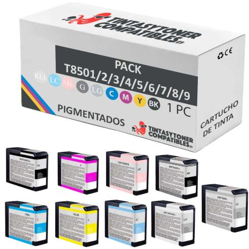 Compatible PACK Epson T8501/2/3/4/5/6/7/8/9 de TInta Pigmentada