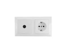 Conjunto de Toma de Corriente Tipo Schuko + Toma TV