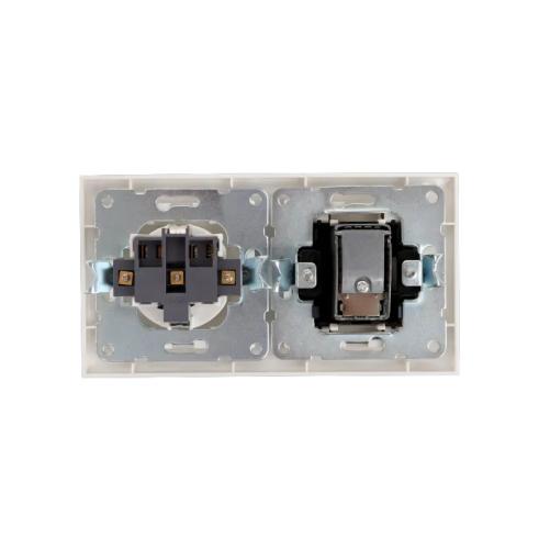 Conjunto de Toma de Corriente Tipo Schuko + Toma TV