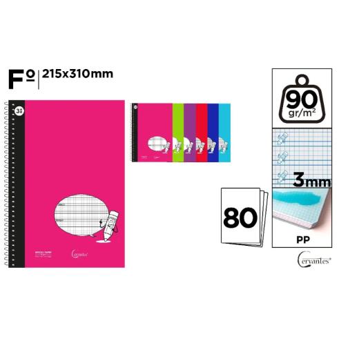 Cuaderno Basic PP Fº 80 Hojas 3 mm 90 G/m2