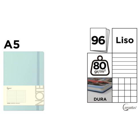 Cuaderno De Notas Tapa Forrada Turquesa A5