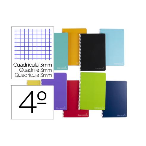 CUADERNO ESPIRAL CUARTO WITTY TAPA DURA CUADROS 3MM LIDERPAPEL