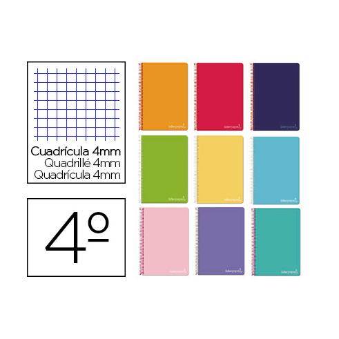 CUADERNO ESPIRAL CUARTO WITTY TAPA DURA CUADROS 4MM LIDERPAPEL
