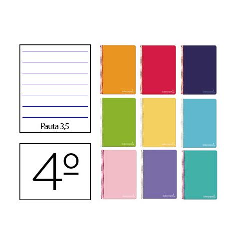CUADERNO ESPIRAL CUARTO WITTY TAPA DURA PAUTA ANCHA 3,5MM LIDERPAPEL