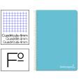 CUADERNO ESPIRAL FOLIO TAPA DURA CUADROS 4MM CELESTE LIDERPAPEL