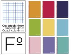 CUADERNO ESPIRAL FOLIO TAPA DURA CUADROS 4MM COLORES SURTIDOS LIDERPAPEL