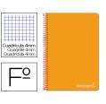 CUADERNO ESPIRAL FOLIO TAPA DURA CUADROS 4MM NARANJA LIDERPAPEL