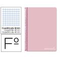 CUADERNO ESPIRAL FOLIO TAPA DURA CUADROS 4MM ROSA LIDERPAPEL