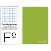 CUADERNO ESPIRAL FOLIO TAPA DURA CUADROS 4MM VERDE LIDERPAPEL