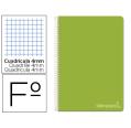 CUADERNO ESPIRAL FOLIO TAPA DURA CUADROS 4MM VERDE LIDERPAPEL