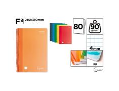Cuaderno Espiral Plástico Fº 80 Hojas 90G
