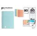 Cuaderno Espiral Plástico Fº 80 Hojas 90G Colores Pastel