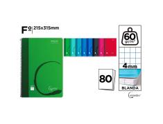 Cuaderno MP Espiral Folio de Cuadrícula 4x4mm Tapa Blanda de 80 Hojas 60g