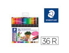 ESTUCHE 36 ROTULADORES STAEDTLER PERMANENTE DOBLE PUNTA