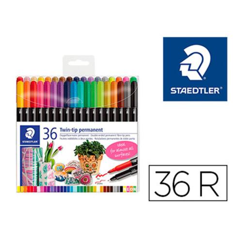 ESTUCHE 36 ROTULADORES STAEDTLER PERMANENTE DOBLE PUNTA