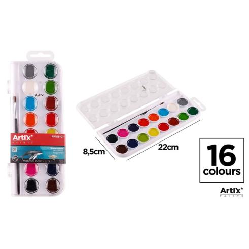 Estuche de Pinturas Acuarelas Semi Seco 16 Colores