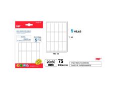 Etiquetas Autoadhesivas Rectangulares Blancas 20x50mm 75u