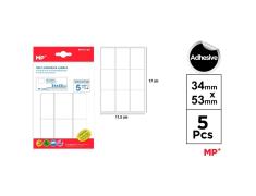 Etiquetas Autoadhesivas Rectangulares Blancas 34x53mm 45u