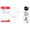 Etiquetas Autoadhesivas Rectangulares Blancas 35x40mm 60u