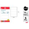 Etiquetas Autoadhesivas Rectangulares Blancas 38x102mm 20u