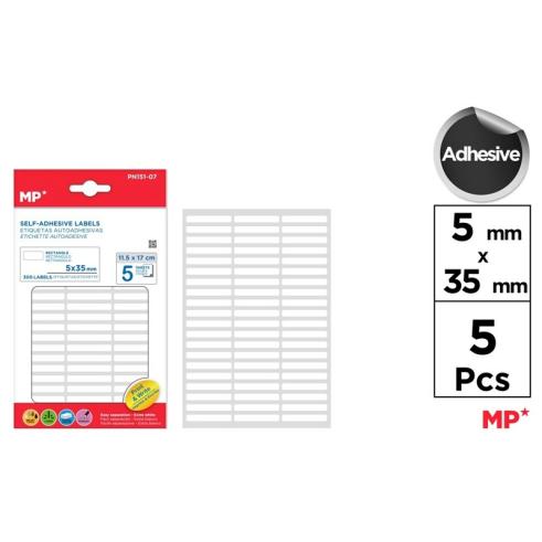 Etiquetas Autoadhesivas Rectangulares Blancas 5x35mm 300u