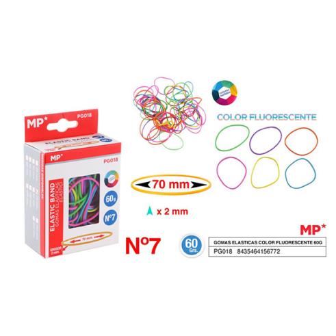 Gomas Elasticas Fluorescentes 60g 70x2mm