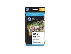 HP 303 Negro + Color Pack de 2 Cartuchos de Tinta Originales + 40 Hojas de Papel Fotográfico