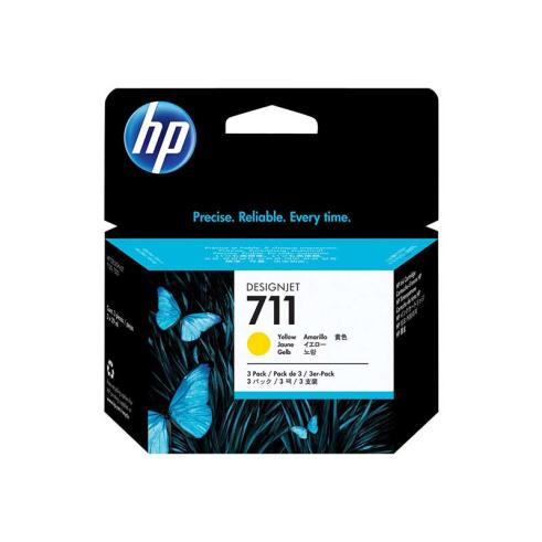 HP 711 Amarillo Pack de 3 Cartuchos Originales