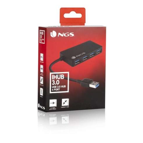 Hub de 4 Puertos USB 3.0 4.80GB/s Negro NGS